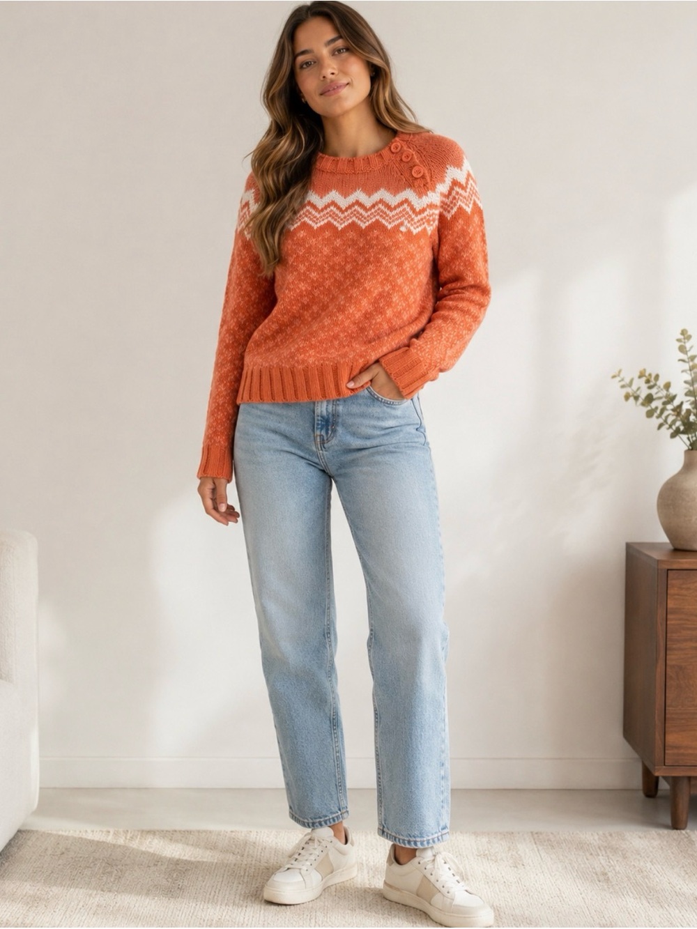 Y2K American Eagle Fair Isle Knit Sweater Size Small